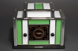 Radio-Glo Stained Glass + Chrome Radio in Green with White - Stunning